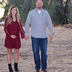 Bell long sleeve maternity dress- Burgandy